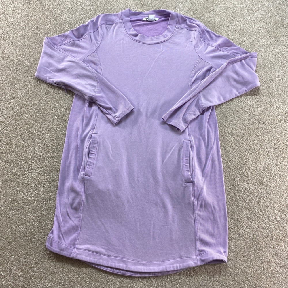 Athleta Balance Dress Womens Small Purple Long Sleeve Sweatshirt Tencel Pockets